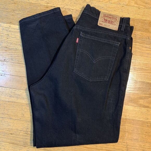 Vintage Levis 550 Jeans Womens 16 Black Relaxed Fit Tapered Leg Made USA - Picture 1 of 8